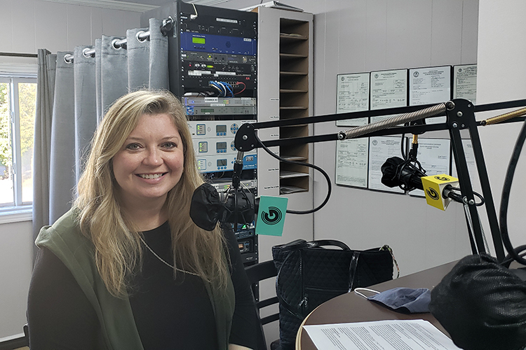 Rhonda King, assistant director of MTSU Alumni Relations, appeared on WGNS Radio’s Oct. 18 “Action Line” program with host Scott Walker. (MTSU photo by Jimmy Hart)