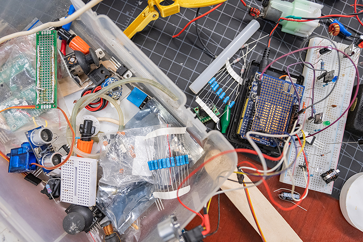 A variety of electronic components are available in the Makerspace inside the James E. Walker Library for students to explore their creative sides. (MTSU photo by Cat Curtis Murphy)