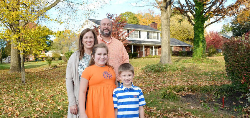 The Whitehead family — Brandon, top right, Michelle, daughter Ella, 10, and son, Walker, 8, stand in front of their Old Hickory, Tenn., home. Brandon Whitehead, an MTSU graduate student, is three courses away from earning a master’s in Professional Studies, with a concentration in Strategic Leadership. (Submitted photo)