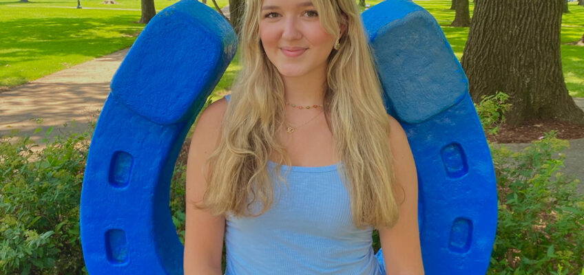 Maddy Williams sits in the horseshoe in Middle Tennessee State University's Walnut Grove. (Photo by Maddy Williams)