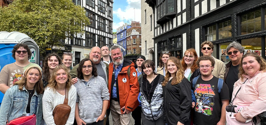 Seventeen students from Middle Tennessee State University’s College of Media and Entertainment along with faculty members Odie Blackmon and Bill Crabtree enjoy a Rock History Walking Tour of London, England, during a weeklong study abroad trip earlier this summer where they saw the studio where David Bowie recorded Ziggy Stardust, the former Saville Theater where Jimi Hendrix played Sgt. Peppers four days after The Beatles debuted their album, and Regent's Sounds Studio, where The Rolling Stones cut their first album. (Submitted photo)