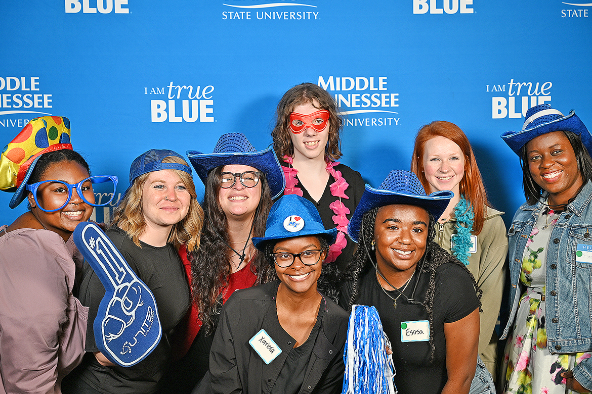 Public Health Program students from Middle Tennessee State University in Murfreesboro, Tenn., gather at the annual PHamily Dinner Reception held Wednesday, Sept. 17, at MTSU’s Miller Education Center. Pictured, from left, are Taiya Mitchell, Tess Swastek, Sara Rodriguez, Xaviera Gladden, Selah Almond-Harvey, Esosa Osaitile, Courtney Gravely and Naomi Ohemeng. (Submitted photo)