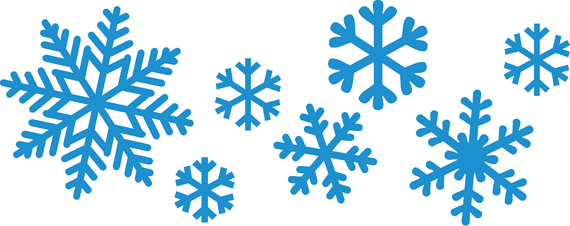 Blue snowflakes on white backdrop