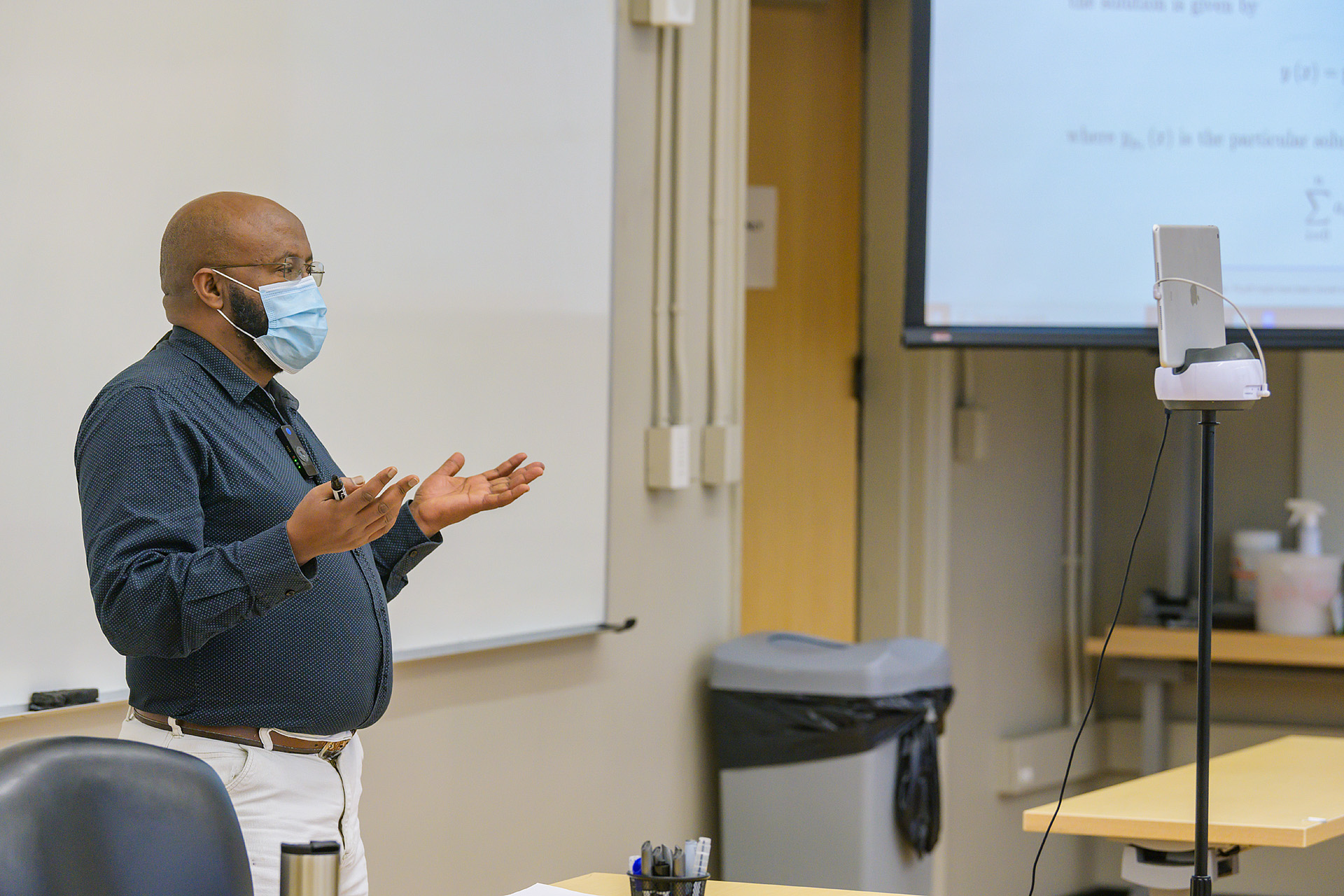 Daniel Erenso, Physics & Astronomy faculty, in Wiser-Patten Science Hall. (Photo: Andy Heidt)