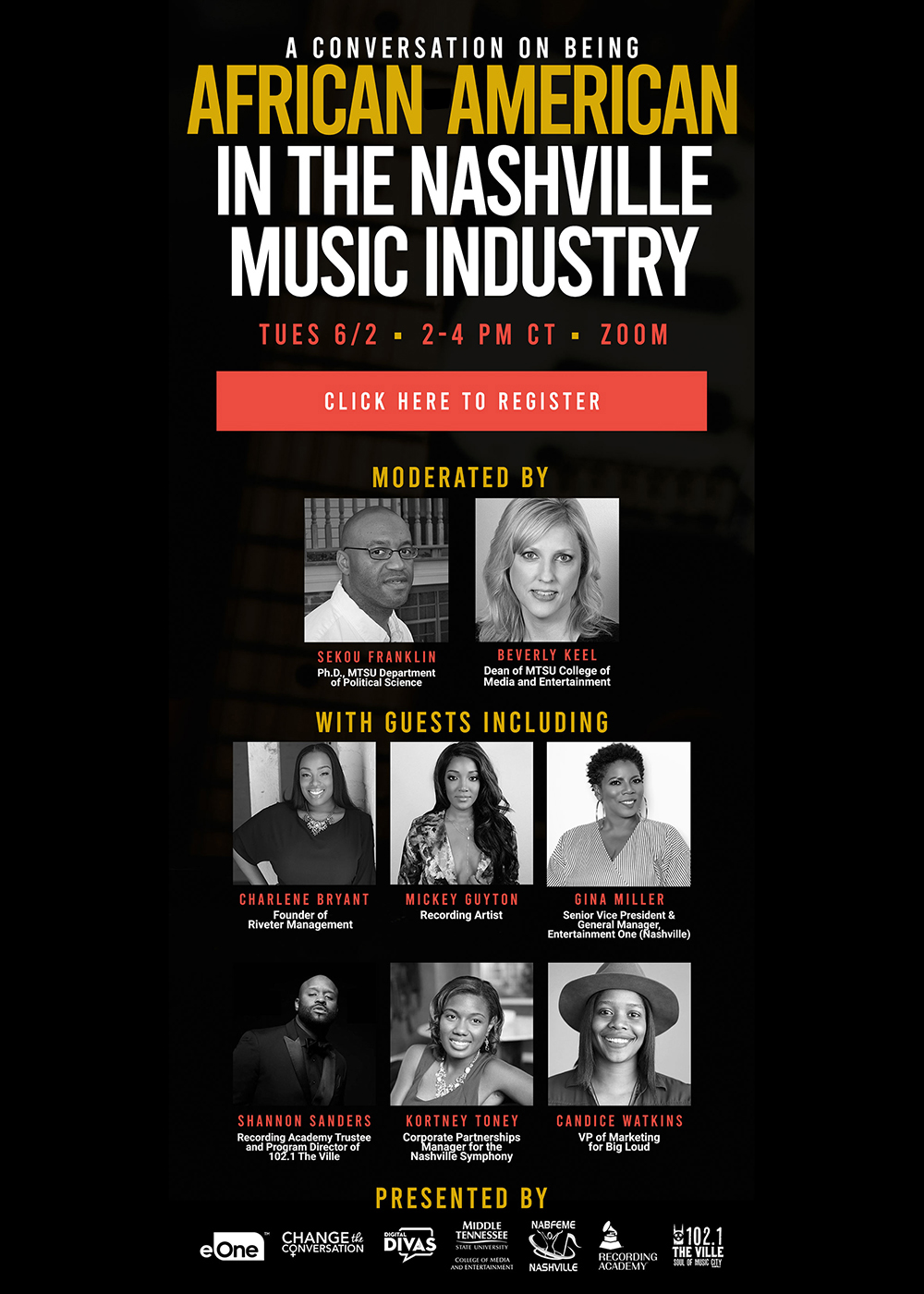 poster from 2020 "Being an African American in the Nashville Music Industry” panel discussion to mark BlackOut Tuesday