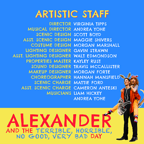 Click on the image to see the complete program for MTSU’s canceled spring 2020 musical, “Alexander and the Terrible, Horrible, No Good, Very Bad Day.”