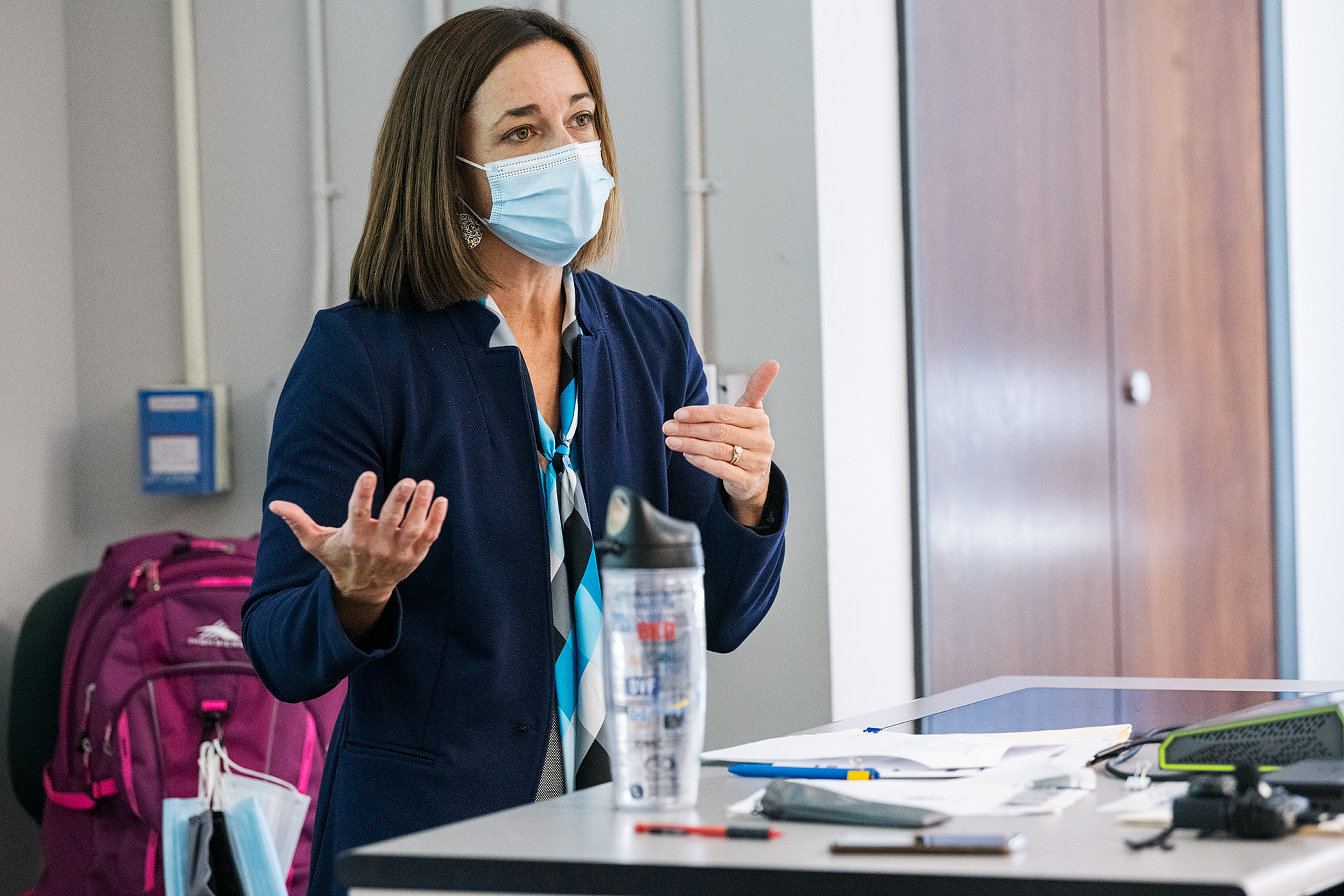 Andrea Kelton, Accounting faculty, teaching in Business and Aerospace Building (BAS). (Photo: Andy Heidt)