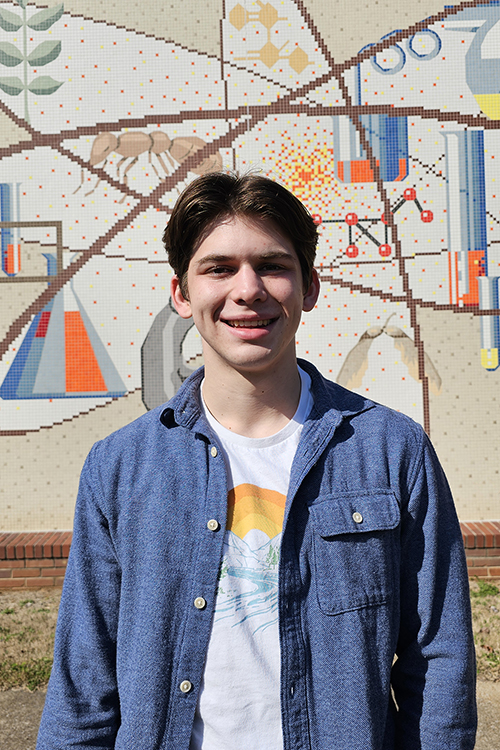 Shown here earlier this semester outside the Davis Science Building on the Middle Tennessee State University campus, junior mechatronics engineering major Samuel Apigian of Murfreesboro, Tenn., is heading to Germany this summer after being awarded the prestigious Deutscher Akademischer Austauschdienst Research Internship in Science and Engineering, better known as the DAAD RISE scholarship. (MTSU photo by Robin E. Lee)