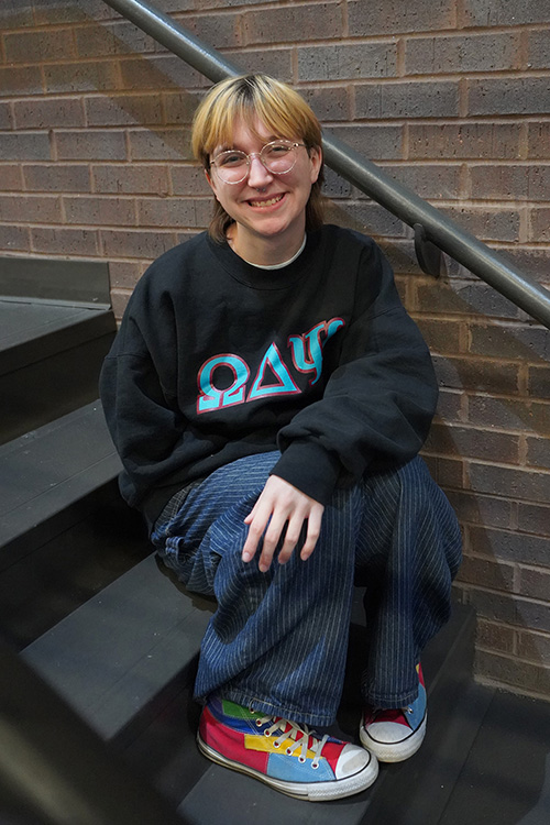Shown here inside the John Bragg Media and Entertainment Building on the campus of Middle Tennessee State University in Murfreesboro, Tenn., integrated studies major Austyn Taylor of Madison, Tenn., was instrumental, as a high school student, in building a theatre program at the K-8 Amqui Global Communications Magnet in Metro Nashville Public Schools. (MTSU photo by Robin E. Lee)