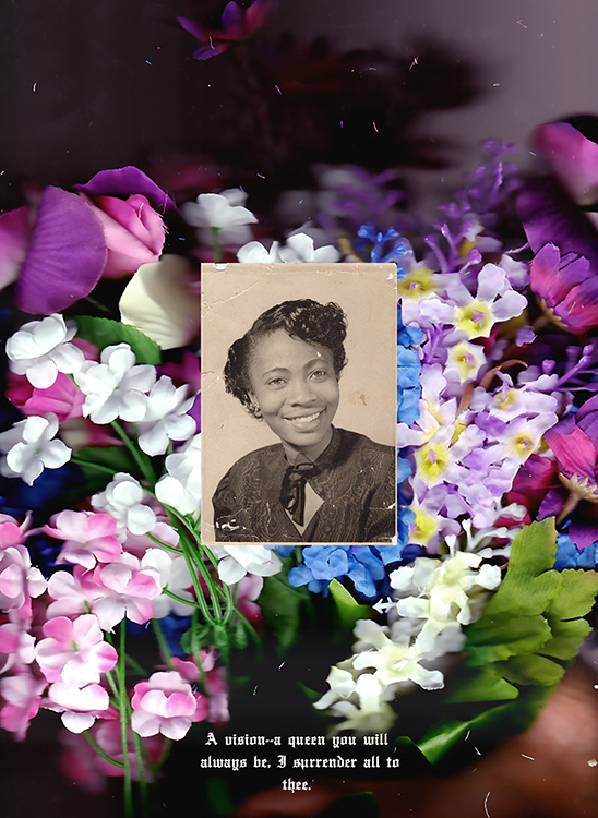 This image by Houston, Texas-based artist and visual activist Irene Antonia Diane Reece, "A vision a queen," is part of a new exhibit at Middle Tennessee State University's renowned Baldwin Photographic Gallery, "Shaping Identity: A Non-Linear Journey," that showcases nearly 100 examples of five artists' work through Feb. 3. (image courtesy of Irene Antonia Diane Reece)