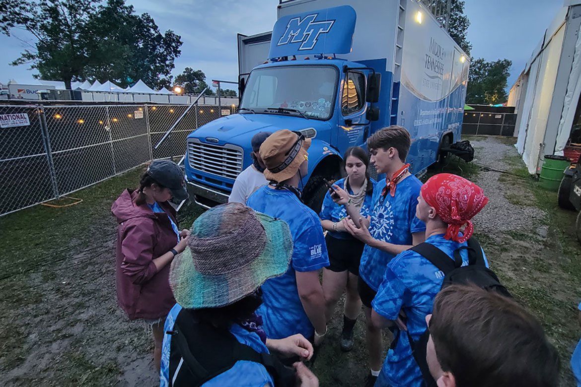 Around 50 Middle Tennessee State University College of Media and Entertainment students were set to crew the four-day 2025 Bonnaroo Music and Arts in Manchester, Tenn., before festival organizers cancelled the event Friday night, June 13 due to severe weather and additional forecasted rain through the weekend. (MTSU photo by Mike Forbes)