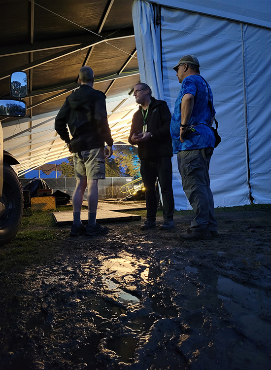 The increasingly muddy conditions plus inclement weather led organizers to cancel the Bonnaroo Music and Arts Festival on Friday night, June 13, cutting short Middle Tennessee State University’s annual visit to the four-day event in Manchester, Tenn., to provide students with hands-on experience with live event production, creating social media content and storytelling. (MTSU photo by Mike Forbes)