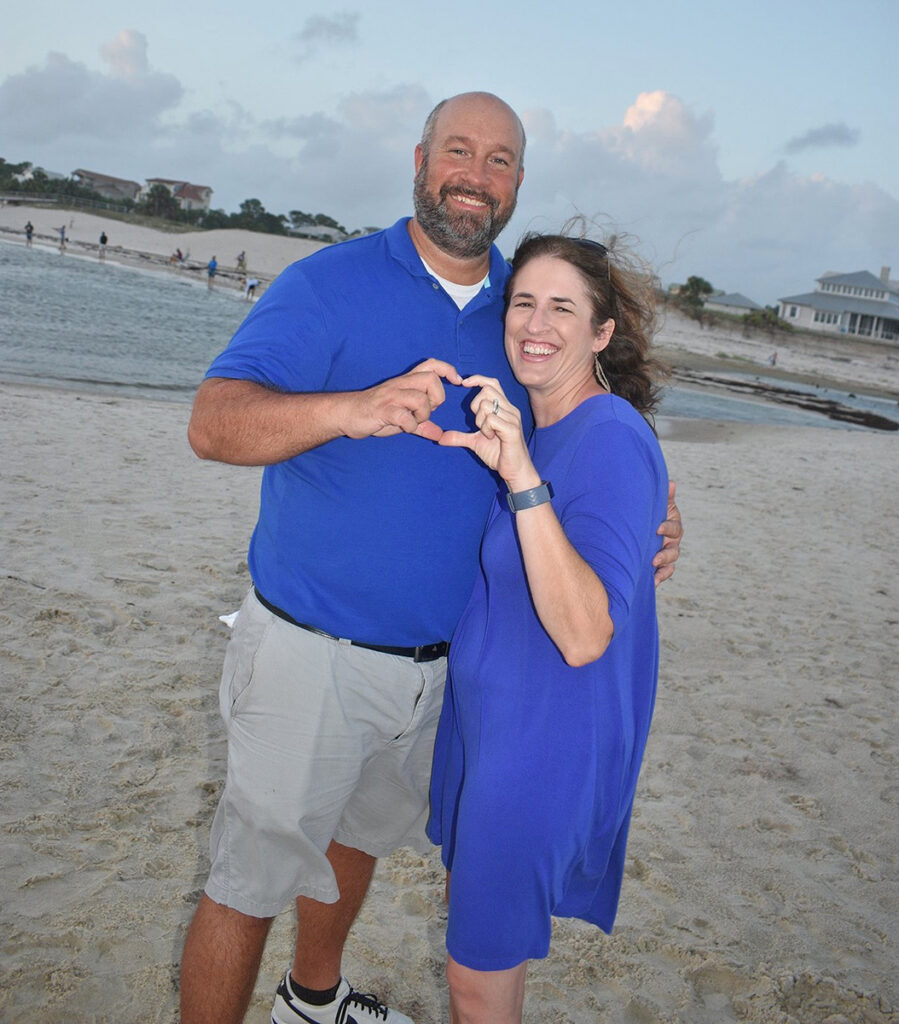 MTSU graduate student Brandon Whitehead, left, and wife, Michelle, spend time on a quiet, remote beach. The state of Tennessee employee is pursuing a master’s degree. He credits “kind and accommodating) university faculty for assisting him along his journey. (Submitted photo)