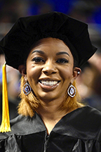 Dr. Brelinda Johnson became the first person to graduate in the higher education concentration of MTSU's Assessment, Learning and Student Success Program with her doctorate in education at the Dec. 11 commencement ceremony in Murphy Center. Johnson is the manager of the MTSU Scholars Academy. (MTSU photo by Andy Heidt)
