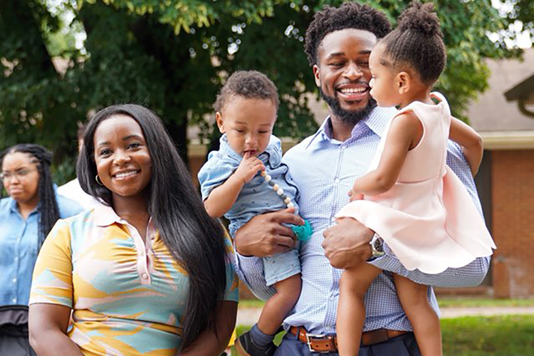 MTSU alumnus and Tennessee Titans safety Kevin Byard, right, and his wife, Clarke, are all smiles with their children at the August ribbon-cutting ceremony for the renovated Tennessee Department of Children’s Services Resource Linkage Office in Nashville, Tenn., that temporarily houses children and youth entering Davidson County foster care system each year. The renovations were paid for by the Byards through The Byard Family Legacy Fund. (Submitted photo)