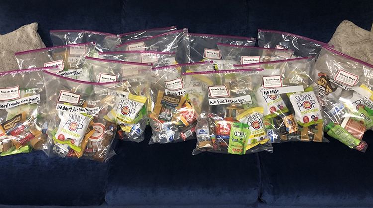 MTSU dietetics students created these snack bags for members of the MTSU community who are in spaces set aside for quarantine due to the COVID-19 pandemic. (Photo submitted)
