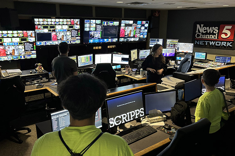 During the recent digital literacy summer camp at Middle Tennessee State University, students from the Boys and Girls Clubs of Rutherford County visit WTVF-TV NewsChannel5 in Nashville, Tenn. The 2024 “Come to Voice” camp, sponsored by the College of Media and Entertainment, brought 20 seventh through ninth graders to the MTSU campus in Murfreesboro, Tenn. (MTSU submitted photo)