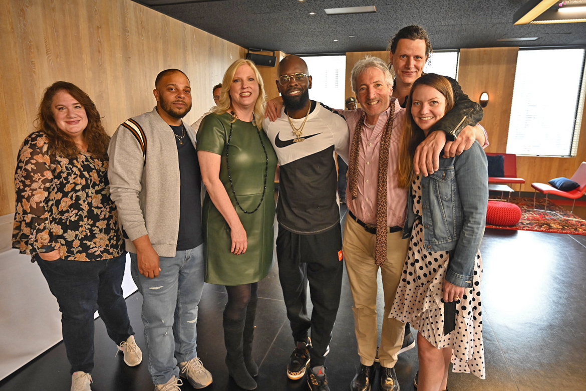 Beverly Keel, third from left, new dean of the MTSU College of Media and Entertainment, poses for a photo during an alumni outreach brunch held Saturday in advance of the 62nd annual Grammy Awards set for Sunday at Staples Center in Los Angeles. (MTSU photo by Andrew Oppmann)