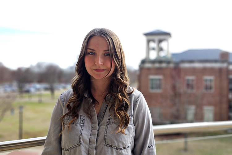 Pictured here on the Middle Tennessee State University campus in Murfreesboro, Tenn., during the spring 2025 semester, MTSU Honors student Victoria Grigsby, of Taft, has been awarded a fellowship to the highly competitive Public Policy and International Affairs Junior Summer Institute at Princeton University. (Photo by Robin E. Lee)