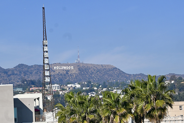 The famous “HOLLYWOOD” sign frames the skyline Saturday, Feb. 1, in Los Angeles, site of the 67th Grammy Awards set for Sunday, Feb. 2, at Cryto.com arena where six Middle Tennessee State University alumni will be among the nominees. (MTSU photo by Andrew Oppmann)
