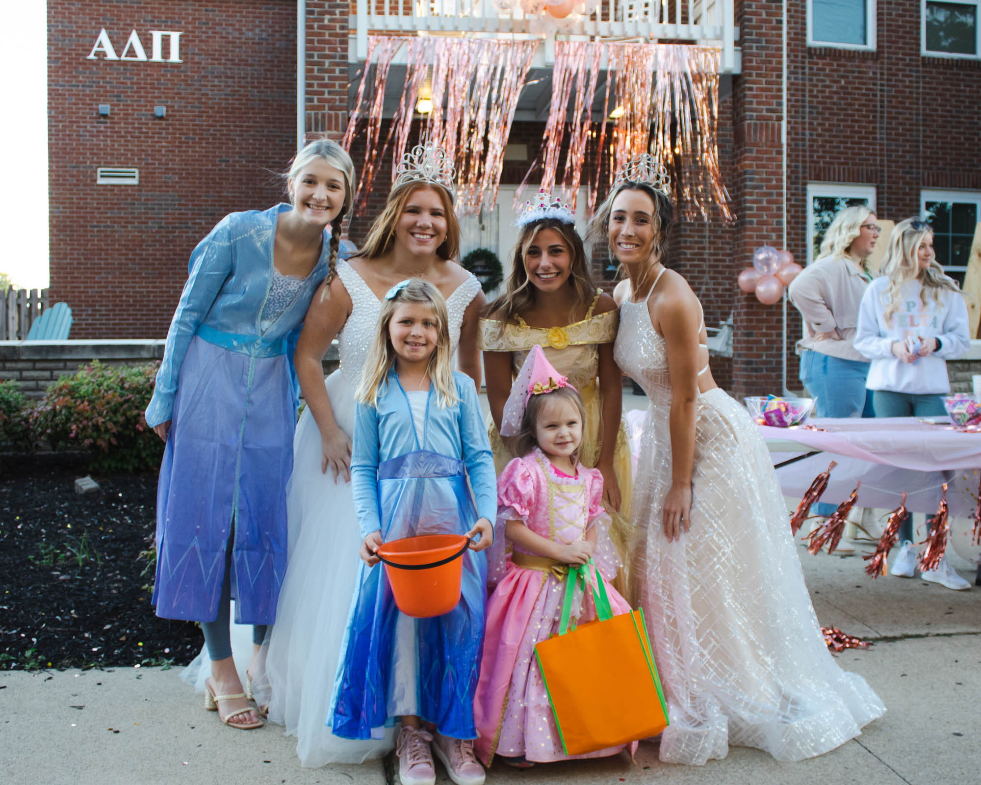 Pint-sized princesses pose with Alpha Delta Pi Sorority members at a Trick-or-Treat on Greek Row. The 2023 event is set for 5-7 p.m. Oct. 26. (MTSU photo by Hannah Leyhew)