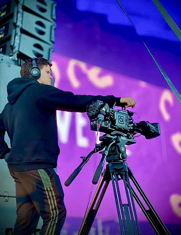 Pictured in this undated photo, Middle Tennessee State University alumnus Jo Litzenberger (Class of 2020), says the real-world experience working at the Bonnaroo Music and Arts Festival in Manchester, Tenn., was instrumental in his career path. After graduating, Litzenberger went on the K-Pop groups GOT7’s “Keep Spinning” Tour and TWICE’s “LIGHTS” tour, then joined the Justin Bieber’s “Justice” World Tour (Video Utility / Cam Op / Engineer). He then joined the Carrie Underwood’s “Denim & Rhinestones” Tour (Engineer) and is now with Beyonce’s “RENAISSANCE” World Tour. (Submitted photo)