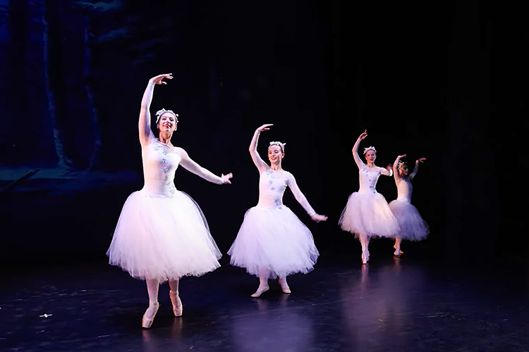 Students from Middle Tennessee State University’s Dance Program twirl and leap in a performance of “Waltz of the Snowflakes” from the 2023 “Joys of the Season” holiday-themed arts showcase from the College of Liberal Arts, premiering Monday, Dec. 4, on the university’s True Blue TV, Facebook page and YouTube channel. The 30-minute program will air all month on True Blue TV and other area media outlets. (MTSU screenshot)