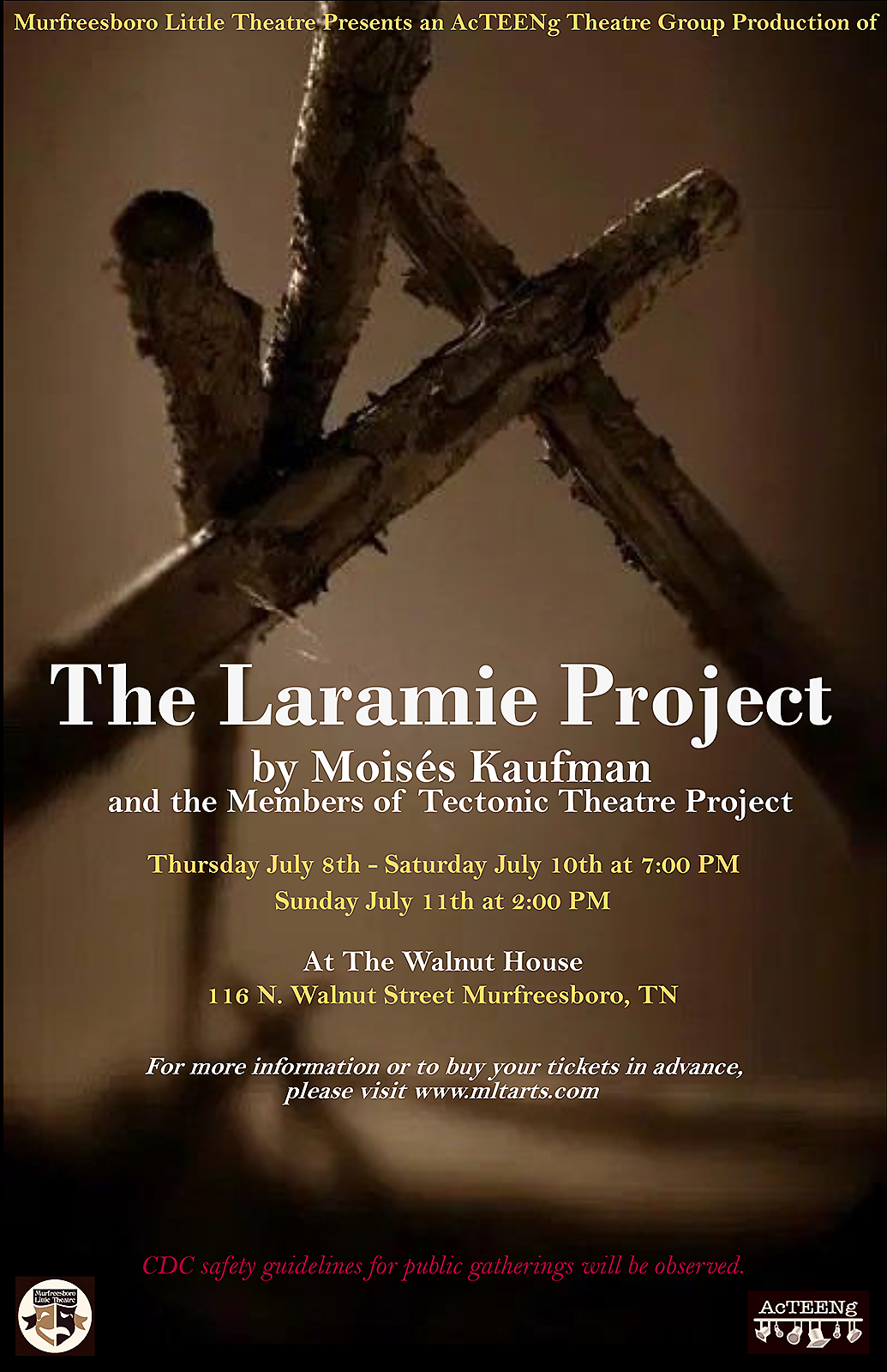 Murfreesboro Little Theatre poster for July 2021 production of “The Laramie Project”