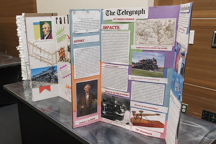 Students participating in the Reading History Initiative showcased their displays April 4 during the 2019 Spring MT Engage Reception in the Student Union Ballroom. (MTSU photo by Andy Heidt)