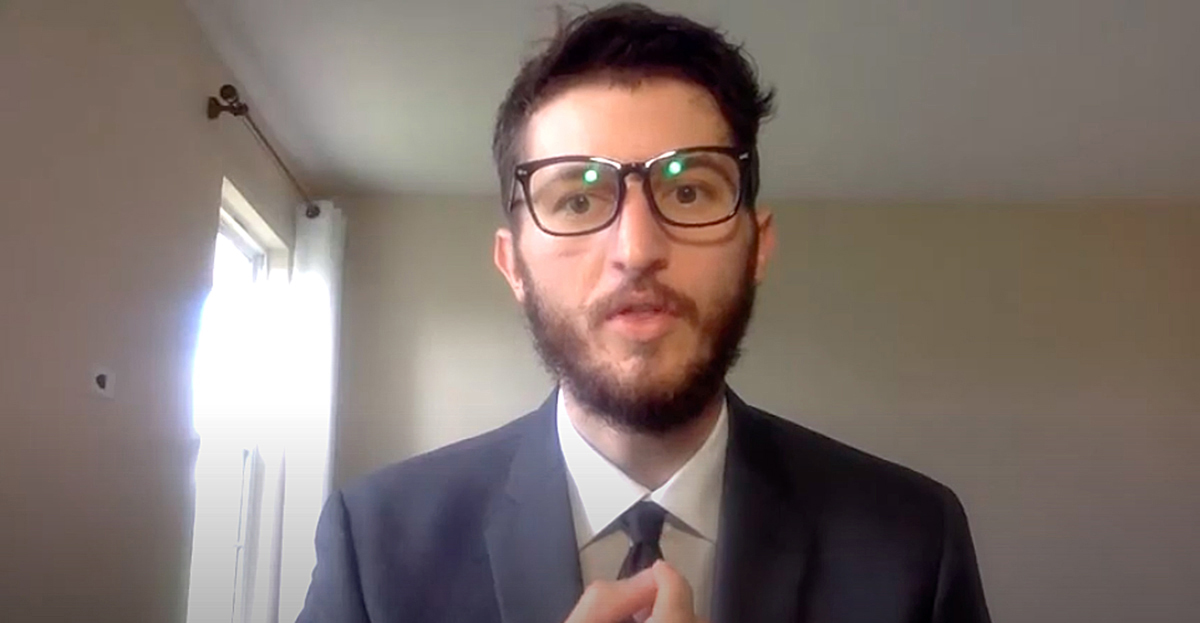 Recent MTSU graduate Dibran Rexhepi explains his biotechnology research findings with Brentwood, Tenn.-based Advanced Breath Diagnostics LLC and DBA Carin Diagnostics this spring during a video presentation to conclude the Master of Science in Professional Science spring semester. (Screen capture from video presentation)