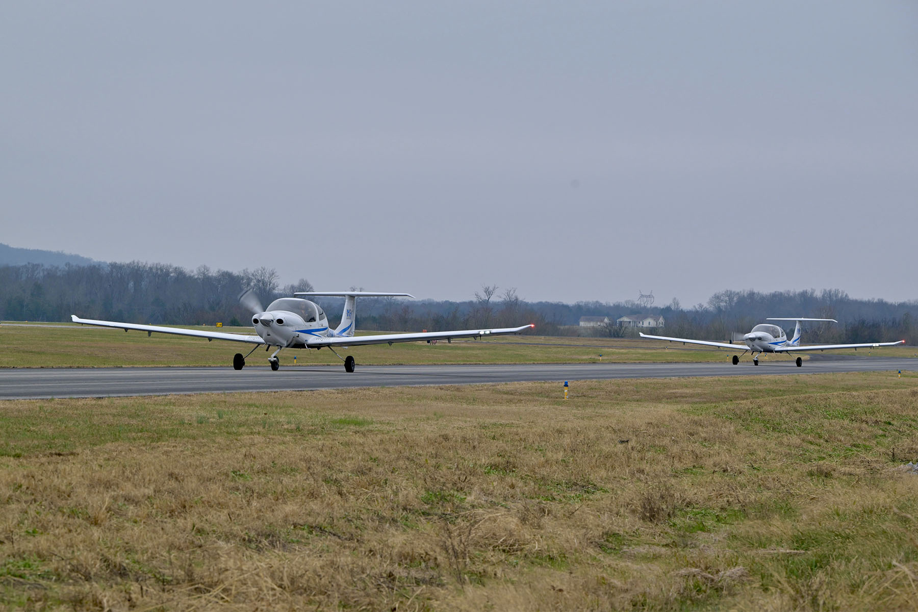 Middle Tennessee State University Aerospace Department students flew in to the Shelbyville Municipal Airport in Shelbyville, Tenn., on Wednesday, Dec. 3, to kick off the groundbreaking ceremony for the new MTSU Aerospace facility that will be built on site there. (MTSU photo by Andy Heidt)