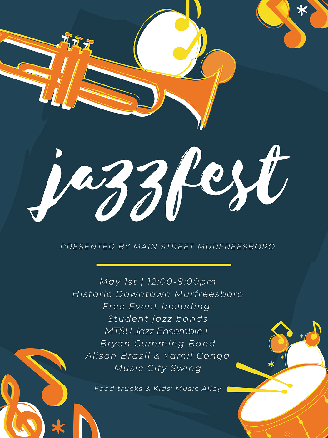 JazzFest 2021 poster from Main Street Murfreesboro