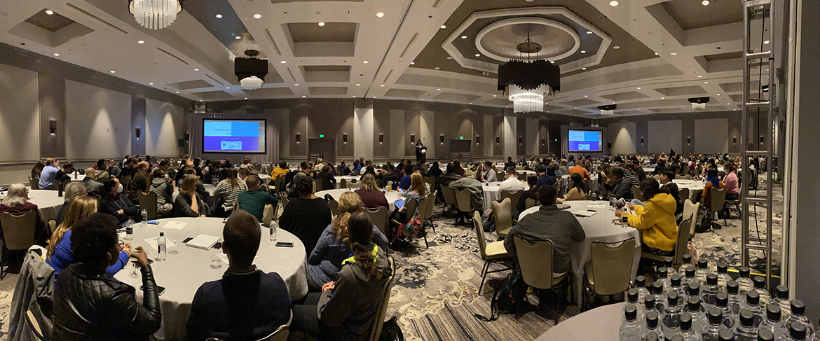 A portion of the crowd attending 44th annual meeting of the North American Chapter of the International Group for the Psychology of Mathematics Education in November at the Loews Vanderbilt Hotel. MTSU faculty hosted and organized the event, held for the first time in Nashville, Tenn. (MTSU photo by Casey Penston)
