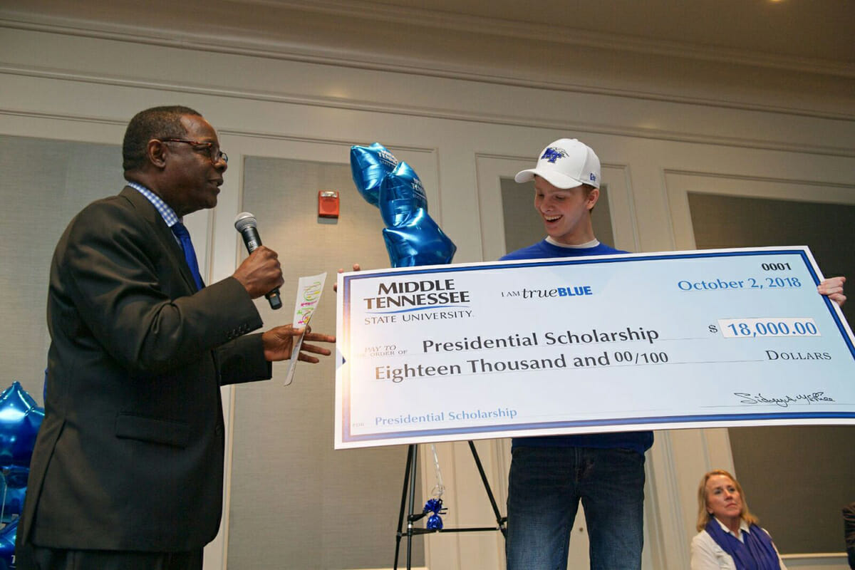 MTSU President Sidney A. McPhee and Grant Hampton.