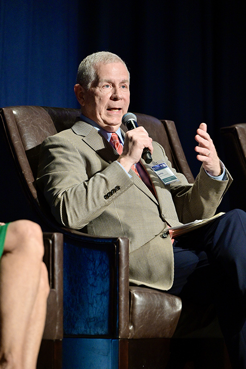 Clarksville, Tenn., Mayor Joe Pitts answers a question at “A Forum on Growth and Challenges in Middle Tennessee” held March 15 in the James Union Building’s Tennessee Room at Middle Tennessee State University in Murfreesboro, Tenn. (MTSU photo by Andy Heidt)