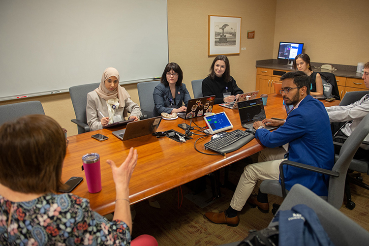 Janna Abou-Rahma, second from left, an undergraduate student and researcher from Middle Tennessee State University, recently earned a highly competitive spot on the team that won the Mayo Clinic Social Determinants of Health Challenge put on in the lead up to the annual National Conferences of Undergraduate Research, held this April at the University of Wisconsin-Eau Claire. (Photo courtesy of Janna Abou-Rahma)