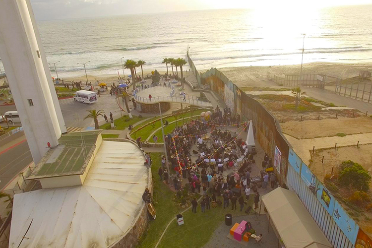 Arturo O'Farrill, the Afro Latin Jazz Orchestra and special guests play at the border wall in Tijuana, Mexico, in this May 2018 file image provided by makers of the documentary “Fandango at The Wall.” (file image courtesy of FandangoWall.com)
