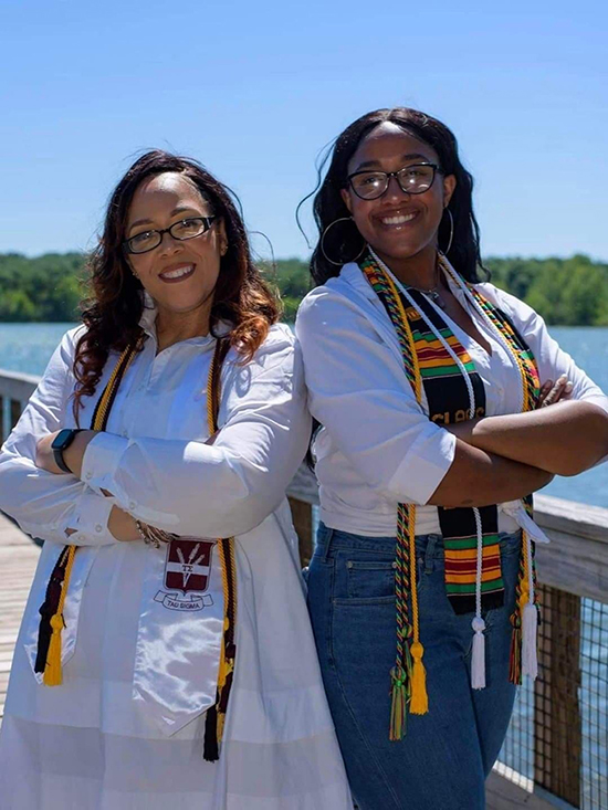 MTSU senior Pashion Wofford, 46, of Antioch, Tenn., left, poses with her oldest daughter Christian in this undated photo earlier this year. Wofford is months away from earning her bachelor’s in integrated studies after returning to college as a nontraditional student after years away from the classroom. Christian, who graduated from Valor College Prep in Nashville, Tenn., is set to start MTSU this fall majoring in education. (Submitted photo)