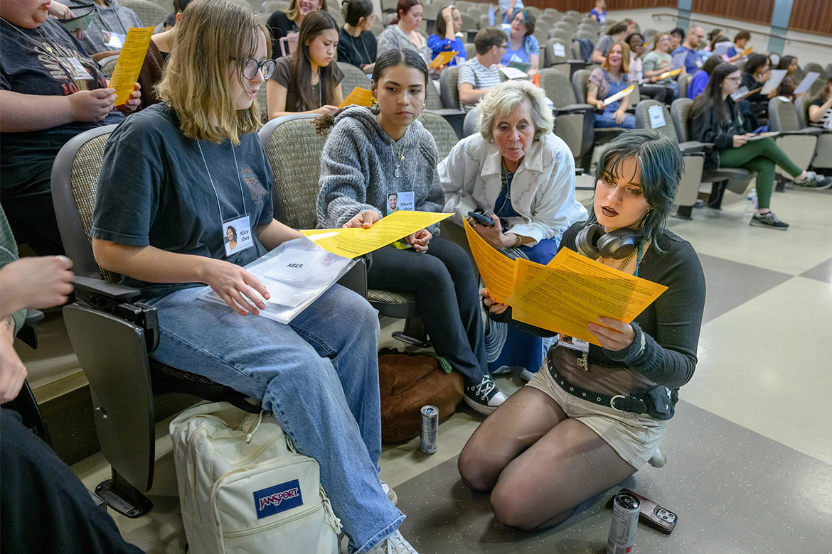 Middle Tennessee State University students and staff experience a first-hand look at realities low-income families face during a recent poverty simulation held on campus in Murfreesboro, Tenn. Participants were each assigned a character and family situation to navigate through as they faced challenges such as unemployment, affordable childcare, transportation, housing crises and financial troubles. (MTSU photo by J. Intintoli)