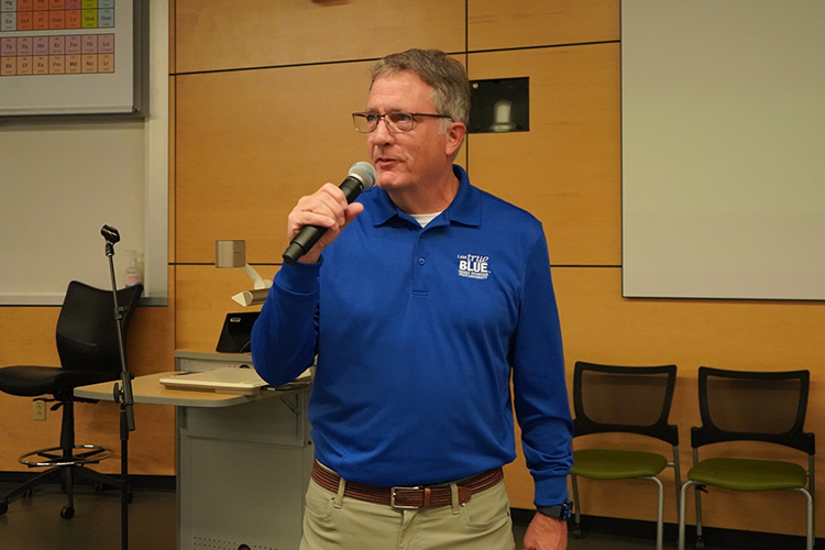 Middle Tennessee State University Provost Mark Byrnes welcomes attendees during the opening session of the 2025 Tennessee Collegiate Honors Council two-day annual conference hosted Feb. 28-March 1 on the MTSU campus in Murfreesboro, Tenn. (MTSU photo by Robin E. Lee)