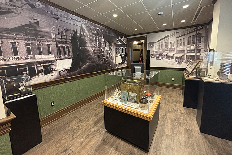Historic memorabilia from merchants in downtown Murfreesboro, Tenn., are on display as part of the Rutherford County Historic Courthouse Museum located on the Murfreesboro Public Square. A tour of the museum will kick off Middle Tennessee State University’s 2025 Lifelong Learning Program at 9 a.m. Wednesday, Aug. 20, spotlighting preservation projects by the MTSU Center for Historic Preservation. (MTSU photo by Nancy DeGennaro)