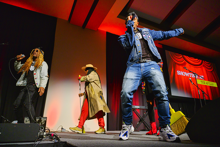 Students show off their talent at the university’s third annual "Showtime at the Apollo" student talent contest held in February 2020 in celebration of Black History Month. (MTSU file photo by Cat Curtis Murphy)