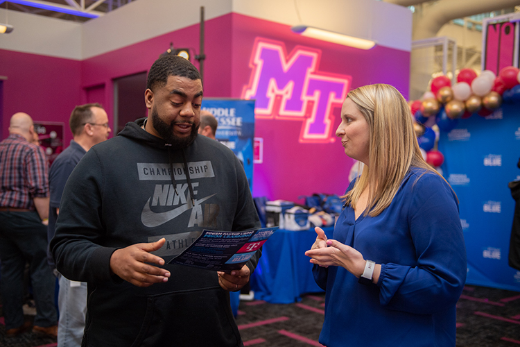 MTSU's University College holds a recruiting event at the T-Mobile call center in Nashville, Tenn., on Tuesday, March 10. (MTSU photo by James Cessna)