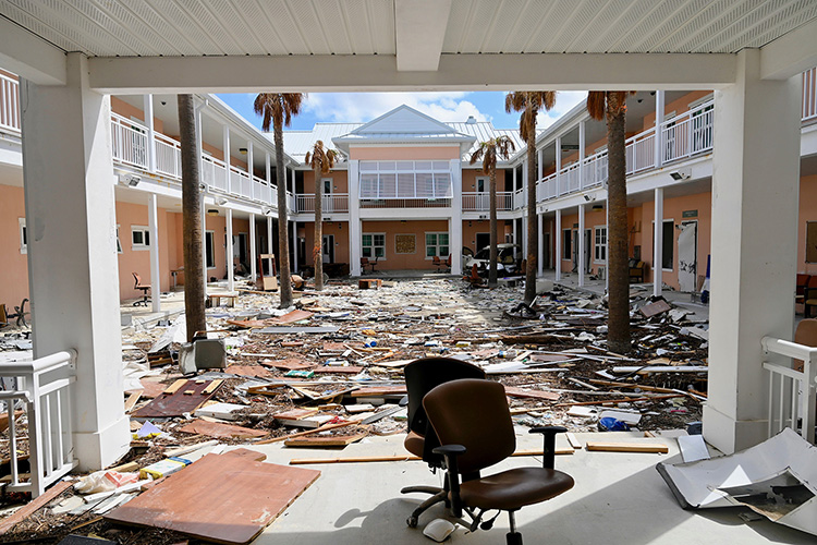 This photo shows the severe damage to one of the academic buildings at the University of Bahamas-North on Grand Bahama Island. (MTSU photo by Andrew Oppmann)