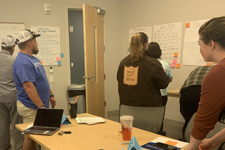 Attendees at an institute hosted by MTSU explore different ways of teaching agriculture in high school in an Academic Classroom Building classroom June 6. The institute is funded by a U.S. Department of Agriculture grant.