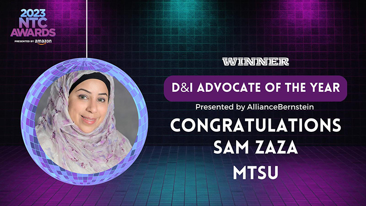 Sam Zaza, assistant professor in the MTSU Department of Information Systems and Analytics, was named the Greater Nashville Technology Council’s Diversity and Inclusion Advocate of the Year for 2023. (Illustration courtesy of the Greater Nashville Technology Council)