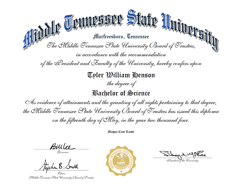 An example of the digital diploma that will be available for 2025 graduates through Parchment.