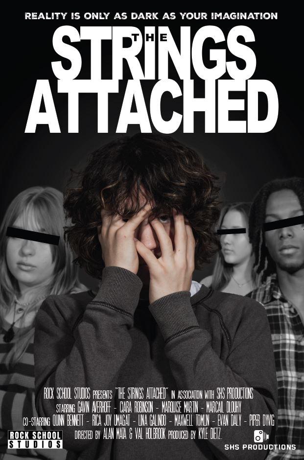 “The Strings Attached” movie poster was designed by Smyrna High School Digital Arts student Jacob Hertz.