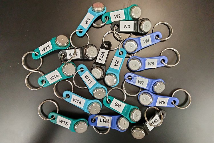 As part of their Urban Heat Youth Fellows research project, Middle Tennessee State University professors Alisa Hass and Adelle Monteblanco distributed these iButton temperature monitors to the Metro Nashville, Tenn., research participants to wear daily to help the research team study the impact of the Metro Nashville city landscape on heat. (Photo courtesy of Adelle Monteblanco)