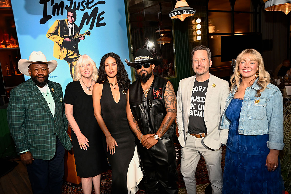 From left to right, James Marsh of Earner Records Nashville, Middle Tennessee State University Scott Borchetta College of Media and Entertainment dean Beverly Keel, MŌRIAH, Randy Savvy, Joseph Hudak, senior music editor of Rolling Stone, and honoree Stephanie Davenport pose for a photo at the “I’m Just Me: A Charley Pride Celebration of Inclusion” held May 16, 2026, during the Academy of Country Music Awards week in Las Vegas, Nevada. (Photo courtesy:  Amazon MGM Studios)
